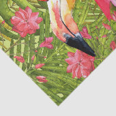 Roze Flamingo in het Oerwoud Palm en Monstera Tissuepapier (Detail)