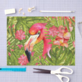 Roze Flamingo in het Oerwoud Palm en Monstera Tissuepapier (Craft)