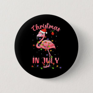 Roze Flamingo In Kerstman Hoed Kerstmis In Juli Me Ronde Button 5,7 Cm