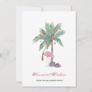 Roze Flamingo In Kerstmannenhoed Warmste Wensen