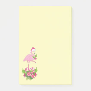 Roze Flamingo in Kerstmannetje Whimsical Kerstmis Post-it® Notes
