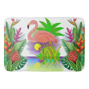 Roze Flamingo In Paradijs Badmat
