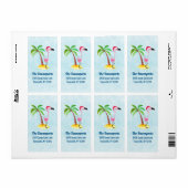 Roze flamingo in Red Santa Hat Kerstmis Etiket (Full Sheet)