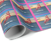 Roze Flamingo in Santa Hat Cadeaupapier (Rol Hoek)