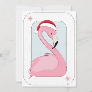 Roze Flamingo in Santa Hat Feestdagenkaart