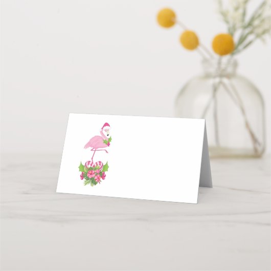 Roze Flamingo in Santa Hat met Candy Cane Bouquet (Voorkant)