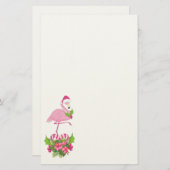 Roze Flamingo in Santa Hat met Candy Cane Bouquet Briefpapier (Voorkant / Achterkant)