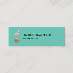 Roze Flamingo in Santa Hat met Candy Cane Bouquet Mini Visitekaartje