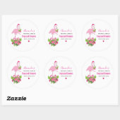 Roze Flamingo in Santa Hat Whimsical Candle Ronde Sticker (Vel)