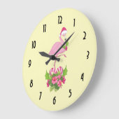 Roze flamingo in Santa Hat Whimsical Grote Klok (Hoek)