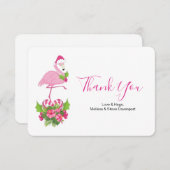Roze flamingo in Santa Hat Whimsical Kerstmis Bedankkaart (Voorkant / Achterkant)