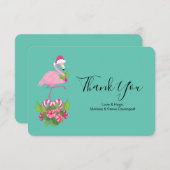Roze flamingo in Santa Hat Whimsical Kerstmis Bedankkaart (Voorkant / Achterkant)