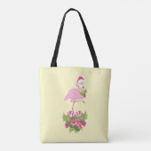 Roze flamingo in Santa Hat Whimsical Kerstmis Draagtas (Achterkant)