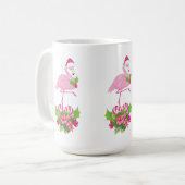 Roze flamingo in Santa Hat Whimsical Kerstmis Koffiemok (Voorkant links)