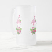 Roze flamingo in Santa Hat Whimsical Kerstmis Matglas Bierpul (Voorkant links)