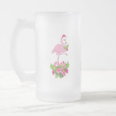 Roze flamingo in Santa Hat Whimsical Kerstmis Matglas Bierpul (Links)
