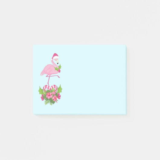 Roze flamingo in Santa Hat Whimsical Kerstmis Post-it® Notes (Voorkant)