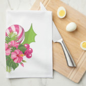 Roze flamingo in Santa Hat Whimsical Kerstmis Theedoek (Quarter Fold)