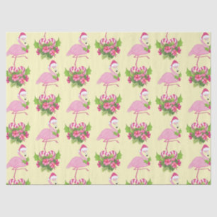 Roze flamingo in Santa Hat Whimsical Kerstmis Tissuepapier
