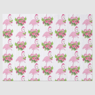 Roze flamingo in Santa Hat Whimsical Kerstmis Tissuepapier