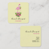 Roze flamingo in Santa Hat Whimsical Kerstmis Vierkante Visitekaartje (Voorkant / Achterkant)