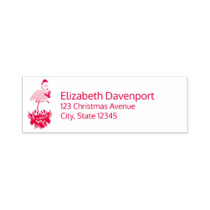Roze flamingo in Santa Hat Whimsical Kerstmis Zelfinktende Stempel
