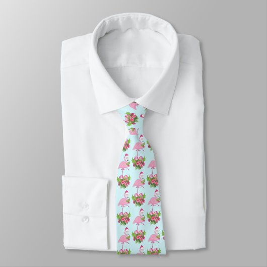 Roze Flamingo in Santa Hat Whimsical-pap Stropdas (Gebonden)
