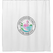 Roze Flamingo in Water Familienaam Datum Estd #2CN Douchegordijn (Voorkant)