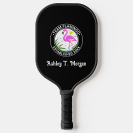 Roze Flamingo in Water Team Naam Datum Est N Pickleball Paddle