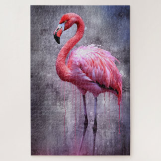 Roze flamingo inkt schilderij puzzel legpuzzel
