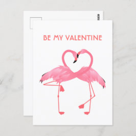 Roze Flamingo is mijn Valentijn Vaste Vakantiekaar Briefkaart