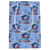 Roze Flamingo Island Tropical Beach Getaway Medium Cadeauzakje (Voorkant)