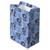 Roze Flamingo Island Tropical Beach Getaway Medium Cadeauzakje (Achterkant Gekanteld)