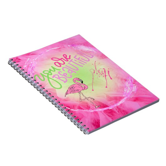 Roze flamingo Je bent prachtig Inspirerend Notitieboek (Rechterzijde)