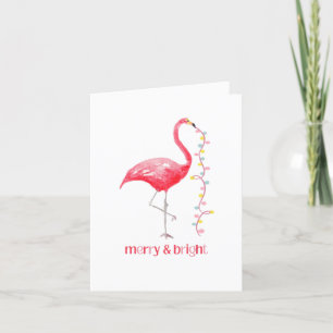 Roze Flamingo Kerst Retro Tropisch Feestdagen Kaart