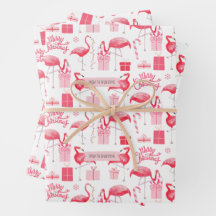 Roze Flamingo Kerst Retro Tropische Vakantie