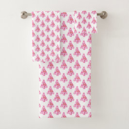 Roze Flamingo Kerstboom Patroon Bad Handdoek