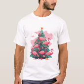 ROZE FLAMINGO KERSTBOOM T-SHIRT (Voorkant)