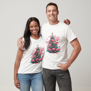 ROZE FLAMINGO KERSTBOOM T-SHIRT