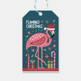 ROZE FLAMINGO KERSTCADEAU LABEL CADEAULABEL