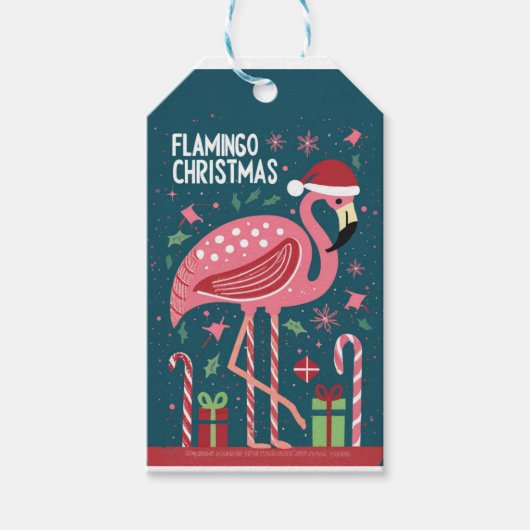 ROZE FLAMINGO KERSTCADEAU LABEL CADEAULABEL (Voorkant)