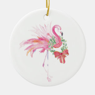 Roze Flamingo Kerstdecor Keramisch Ornament