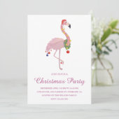 Roze Flamingo Kerstfeest uitnodiging (Staand voorkant)
