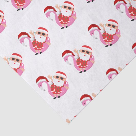 Roze Flamingo Kerstman Kerstvakantie Tissuepapier (Detail)