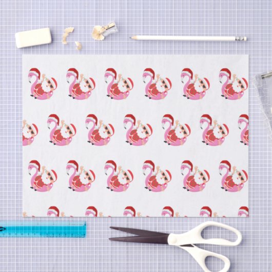 Roze Flamingo Kerstman Kerstvakantie Tissuepapier (Craft)