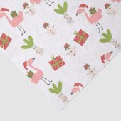 Roze flamingo Kerstmis Snowman Roze Rood Tissuepapier (Detail)