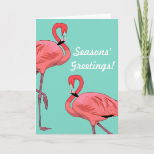 Roze Flamingo Kerstseizoen Groeten Feestdagen Kaart
