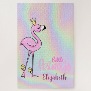 Roze Flamingo Kleine Prinses Ombre Legpuzzel