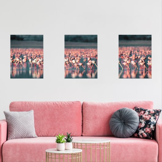 Roze Flamingo kudde op water Muurkunst Sets (Woonkamer)