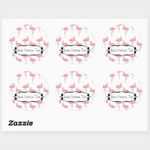 Roze Flamingo Kuddepatroon Zakelijke Promo Ronde Sticker